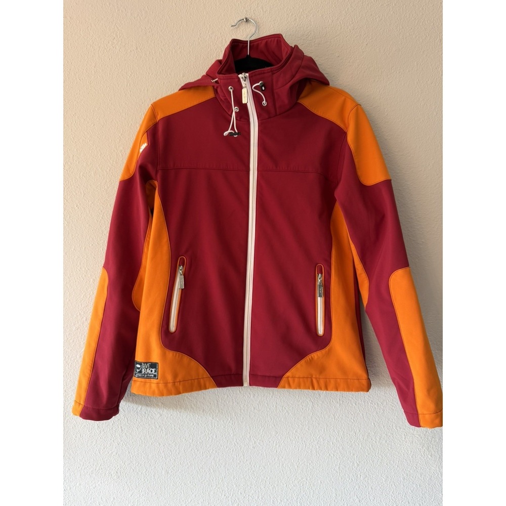KTM‎ Men's Racing Full Zip Jacket Red Orange Hooded Soft Shell Size Medium